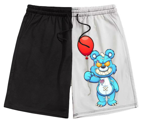 Bermuda Masculina de Moletom |  P&B Urso Balão Vermelho