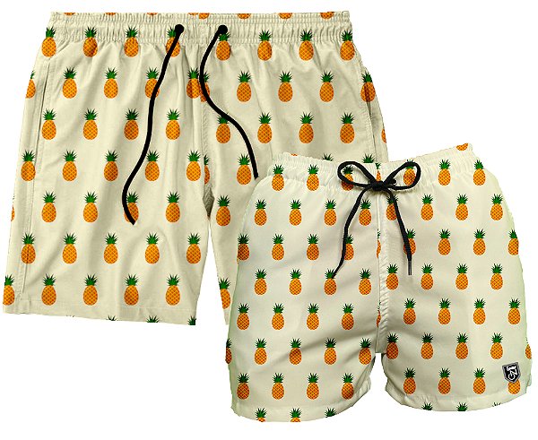 Kit Shorts Masculino e Feminino de Tactel | Abacaxis
