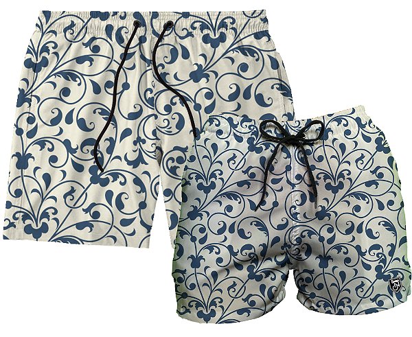 Kit Shorts Masculino e Feminino de Tactel | Azul
