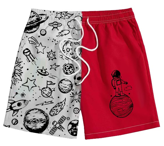 Bermuda Masculina de Moletom |  Vermelho e Branco Galáxia Et