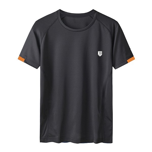 Camiseta Masculina de Dry Fit Lisa com Listra na Manga