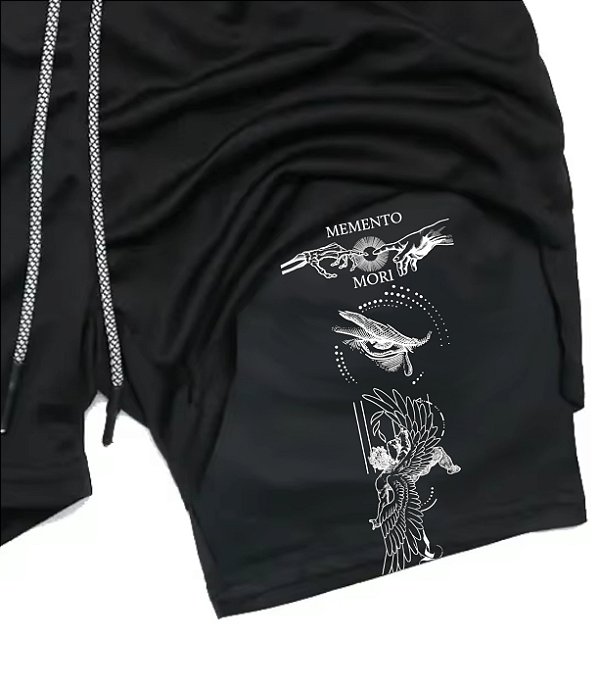 Short de Compressão Masculino Memento Mori Com Bolso