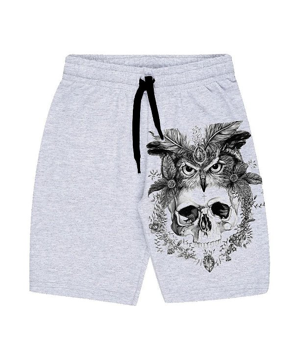Bermuda Masculina de Moletom | Caveira Mexicana Coruja