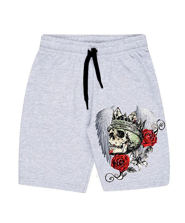 Bermuda Masculina de Moletom | Caveira Rainha Com Asas