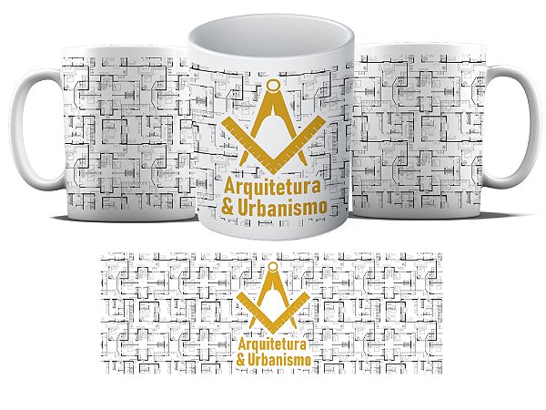 Caneca Personalizada - Curso Arquitetura e Urbanismo - Projetos arquitetonicos e simbolo MD01