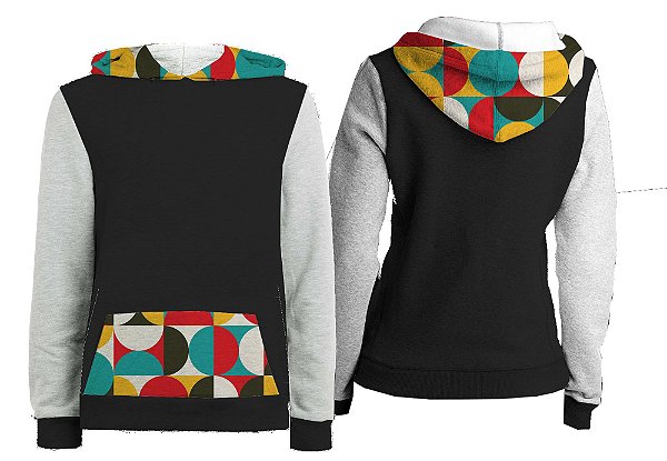 Casaco Canguru - Capuz e Bolsos Estampados. Mosaico 2