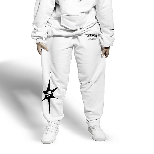 SKNDY PROGRESS 2.0 CALÇA MOLETOM RETA BRANCA