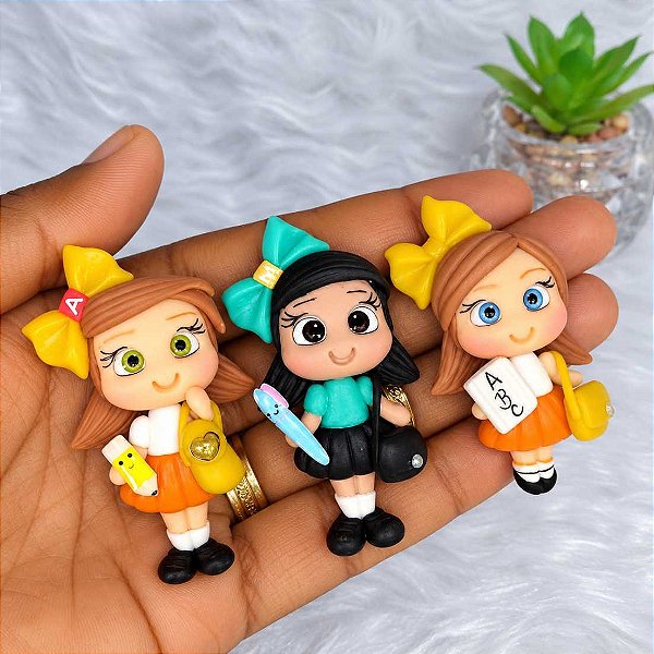 Aplique de Biscuit Meninas Escolares para Laços e Acessórios Infantis