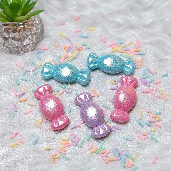 Aplique Balas de Biscuit Decorativas com Brilho Perolado