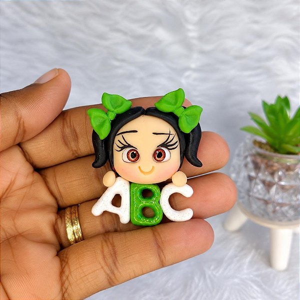 Aplique de Biscuit Menina ABC para Artesanato Escolar