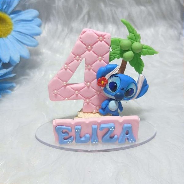 Topo de Bolo Stitch em Biscuit Personalizado