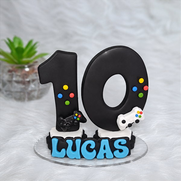 Topo de Bolo de Biscuit Personalizado – Tema Gamer