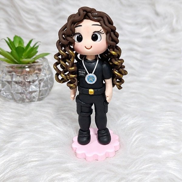 Boneca de Biscuit Personalizada Profissional - Polícia Civil