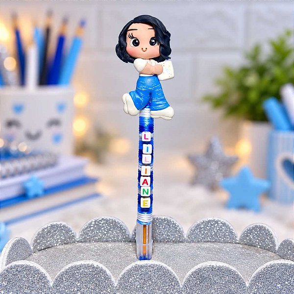 Caneta Decorada para professora de Biscuit e nome