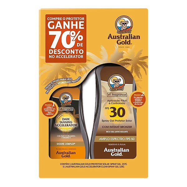 Kit Bronzeador Australian Gold Spray Fps30 237ml + Acelerador 125ml