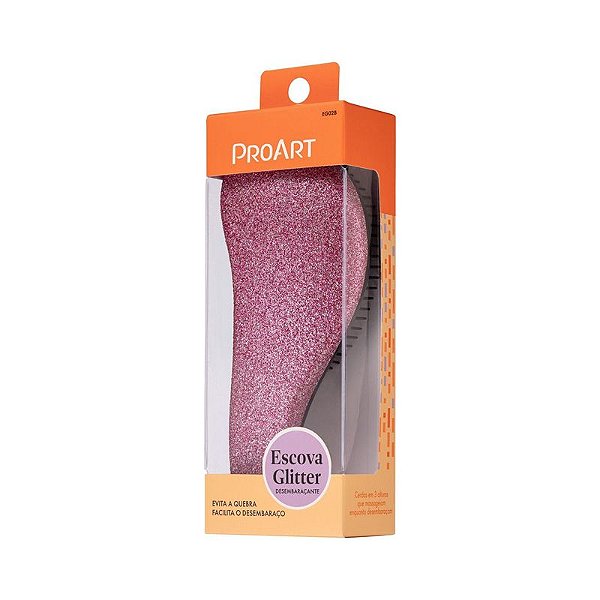 Escova Pro Art Desembaraçante Glitter Rosa EG02B