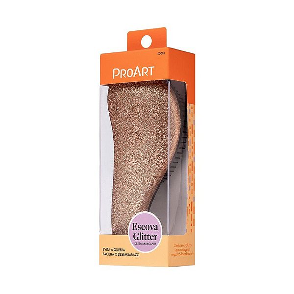 Escova Pro Art Desembaraçante Glitter Dourada