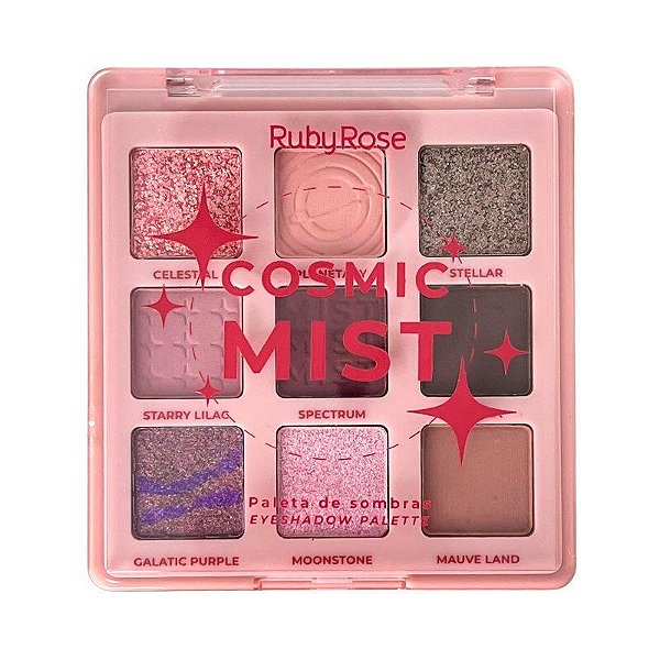 Paleta de Sombras Ruby Rose 9 Cores Cosmic Mist HBE2204