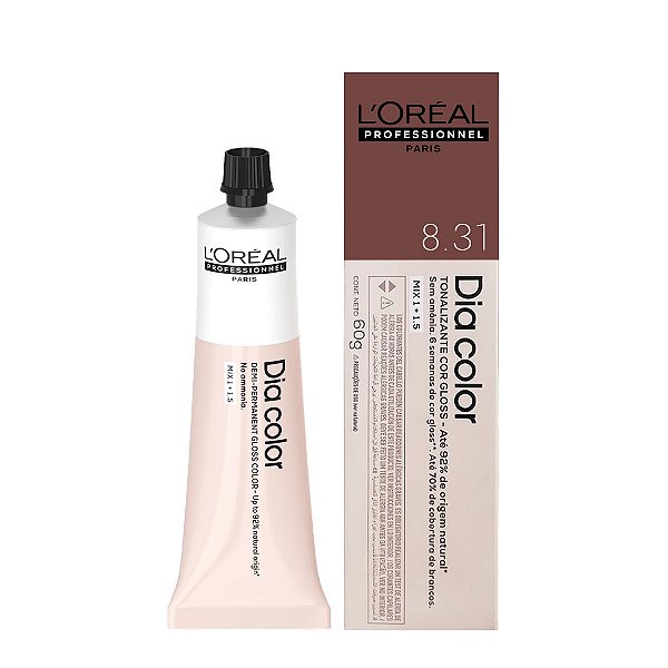 Tonalizante Loreal DiaColor 8.31 Louro Claro Dourado Acinzentado 60gr