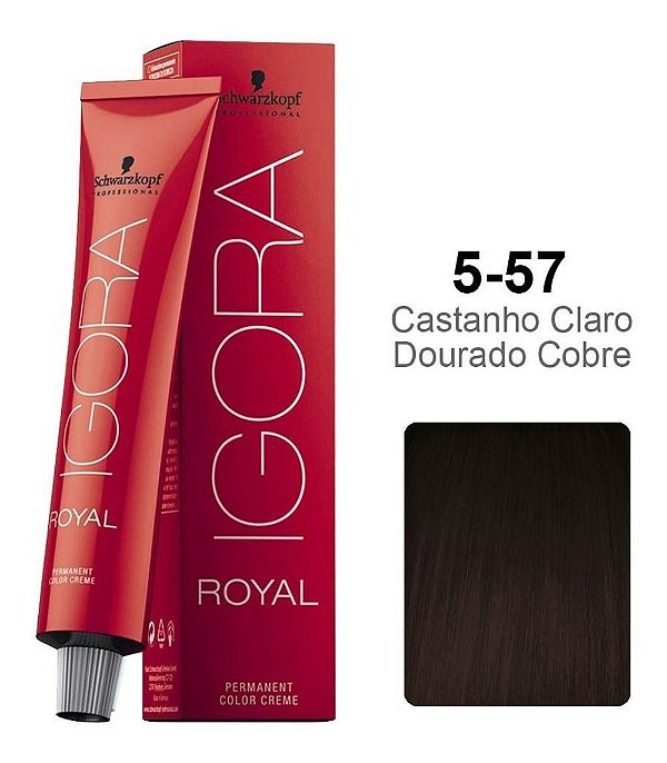 Coloração Schwarzkopf Igora 5-57 Castanho Claro Dourado Cobre