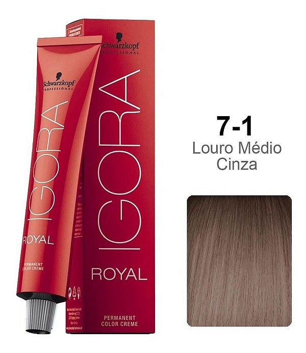 Coloração Schwarzkopf Igora 7-1 Louro Médio Cinza