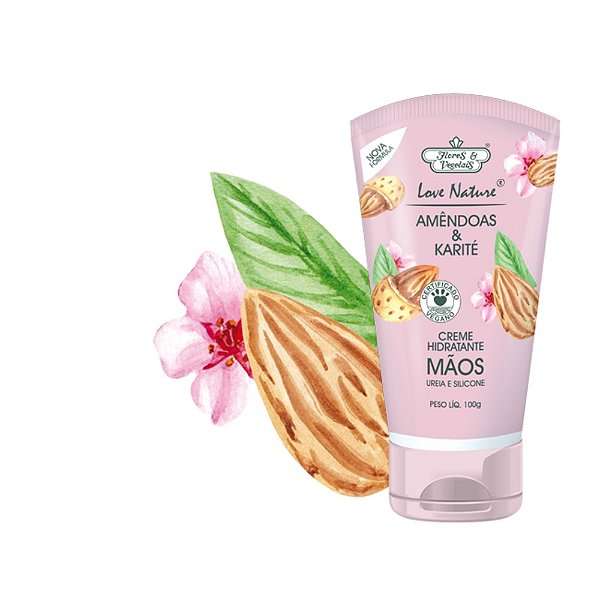 Creme Hidratante Mãos Amêndoas E Karité Love Nature® Flores & Vegetais 100g