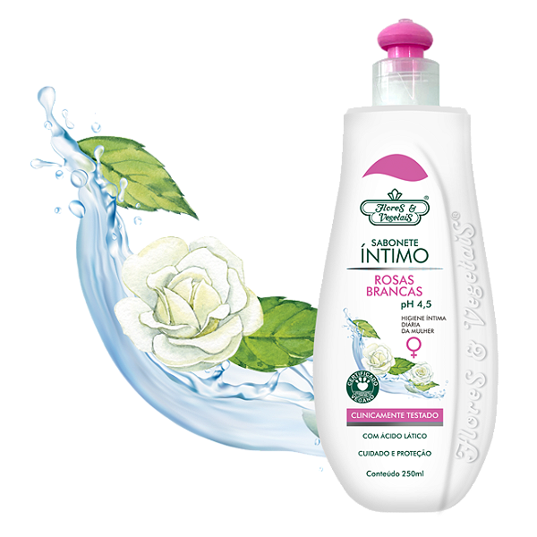 Sabonete Íntimo Flores & Vegetais Extrato De Rosas Brancas 250Ml