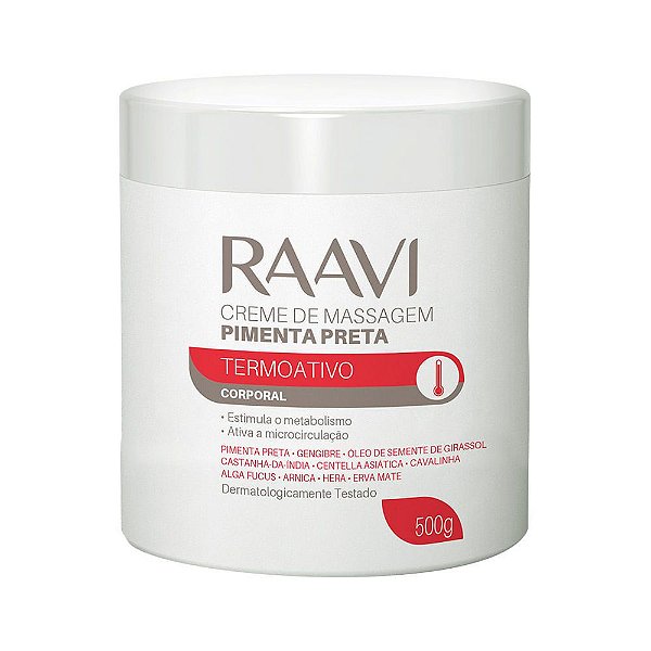 Creme De Massagem Raavi Pimenta Preta 500G