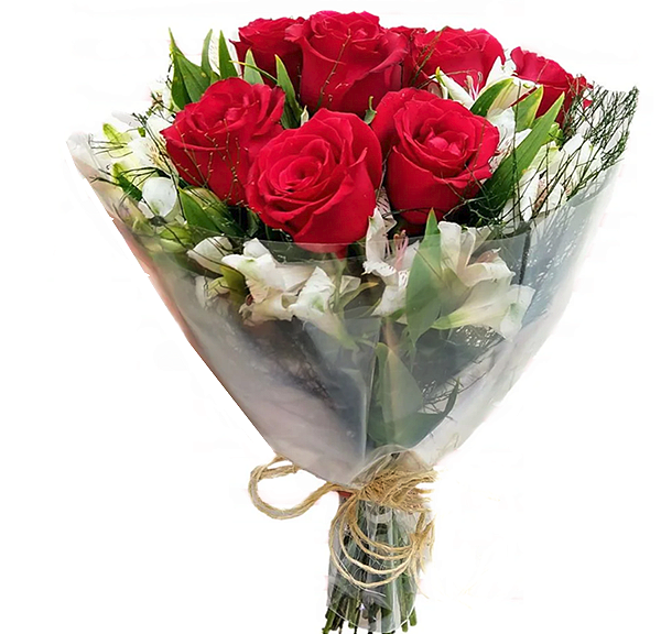 182 - Buquê 12 rosas e astromélias