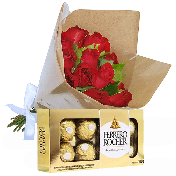 131 - Buquê 24 rosas + Ferrero rocher