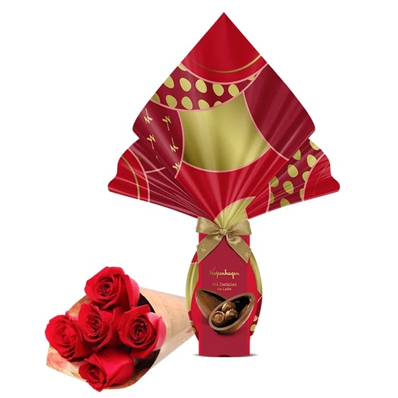 1103 - Buquê 6 Rosas e Ovo Kopenhagen