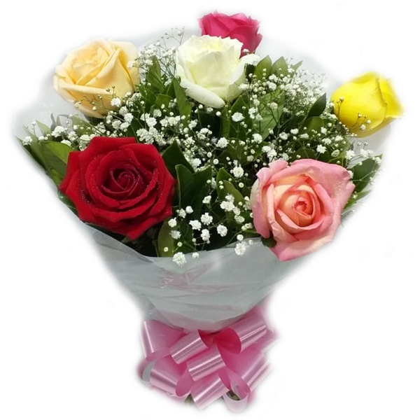 1040 - Buquê com 6 rosas coloridas