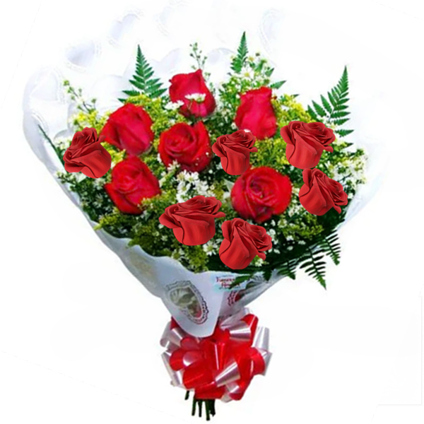 107 - Buquê com 12 rosas
