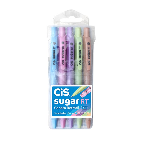 Caneta esferográfica Sugar RT - com 5 unidades - Cis