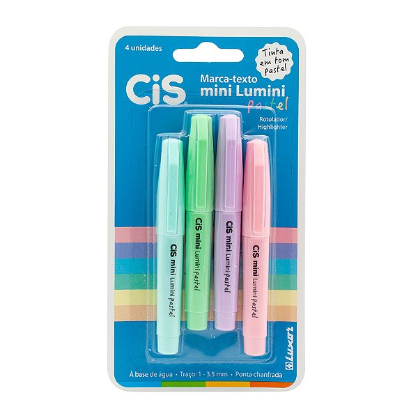 Marca Texto Mini Lumini Pastel -Kit C/4 Cores
