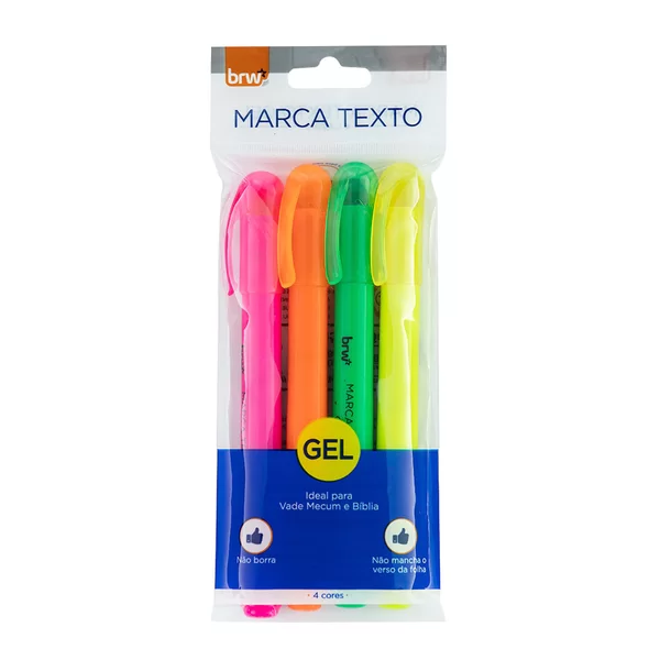Caneta Marca Texto BRW Gel 4 Cores