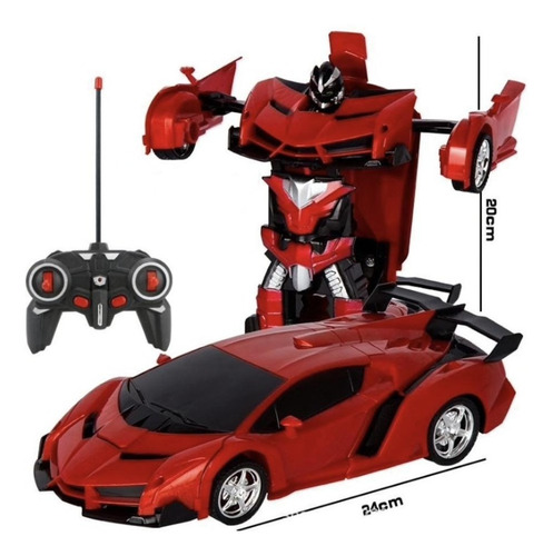 Carrinho De Controle Remoto Ferrari Transformers 2 Em 1 Robo - Vermelho