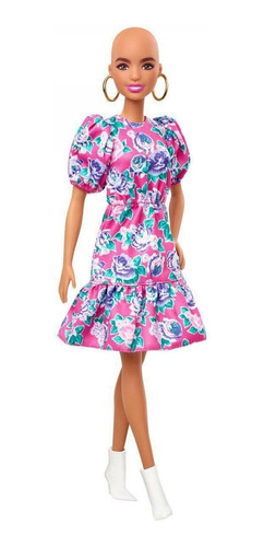 Boneca Barbie Fashionista Careca Vestiro Rosa Florido N 150