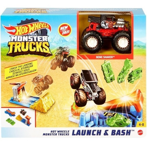 Pista Hot Wheels Monster Trucks Conjunto Launch E Bash