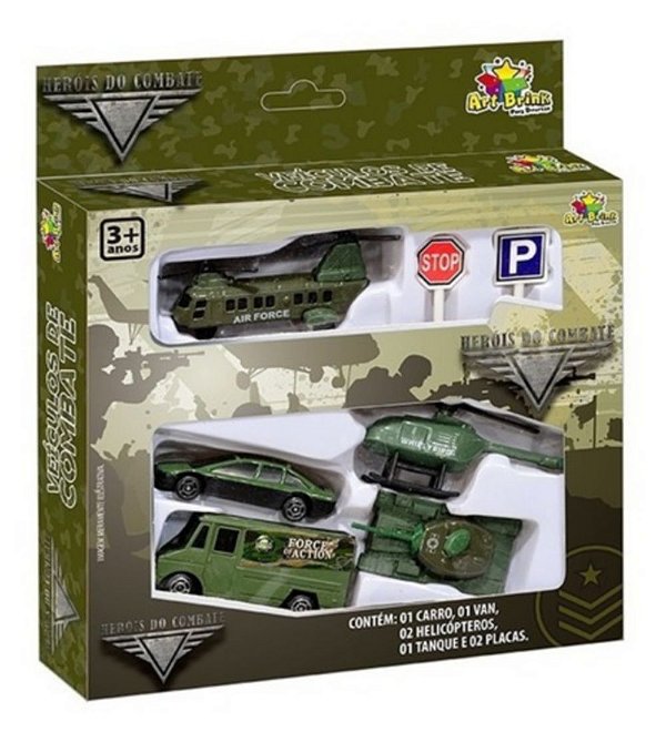 Brinquedo Miniatura Coleção Com 7 Mini Veículos - Art Brink Verde