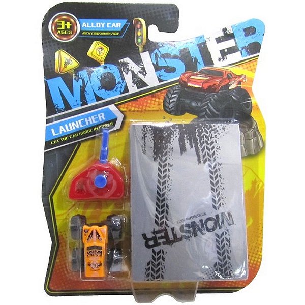 Carrinho De Brinquedo Com Lançador E Rampa Monster - 3 Peças