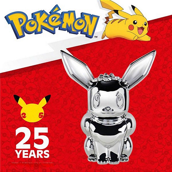 Pokémon Edição 25 Anos Figuras De Batalha Prata Eevee 7cm