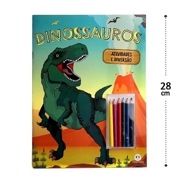 Livro De Atividades E Desenhos Com Lápis Cor - Dinossauros