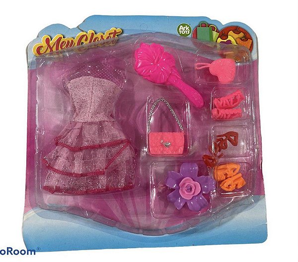 Roupa Pra Barbie Bonecas Acessórios Bolsas Pentes Meu Closet