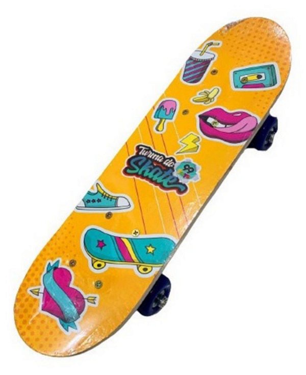 Mini Skate De Madeira Completo Infantil Estampado Colorido