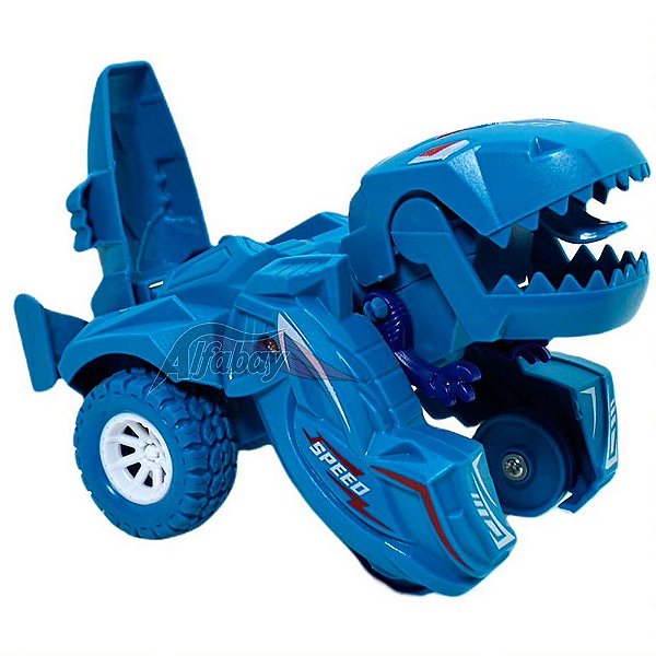 Carro Carrinho De Dinossauro Dino Car - 2 Em 1 De Ficção Azul Claro