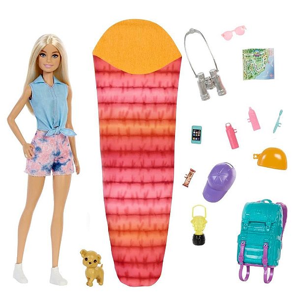 Boneca Barbie Malibu Aventura No Acampamento - Com Mochila E Pet
