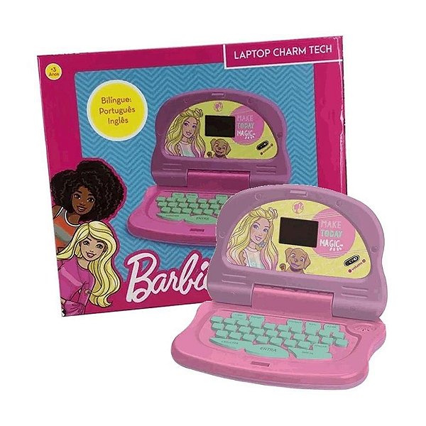 Laptop Barbie Charm Tech Brinquedo Educativo Com Som Candide