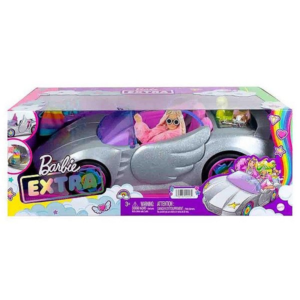 Boneca Barbie Extra Carro Conversivel Com Asas De Luxo 16 Cm