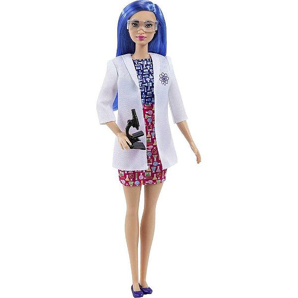 Boneca Barbie Profiss es Cient fica Com Cabelo Azul Ed 2022